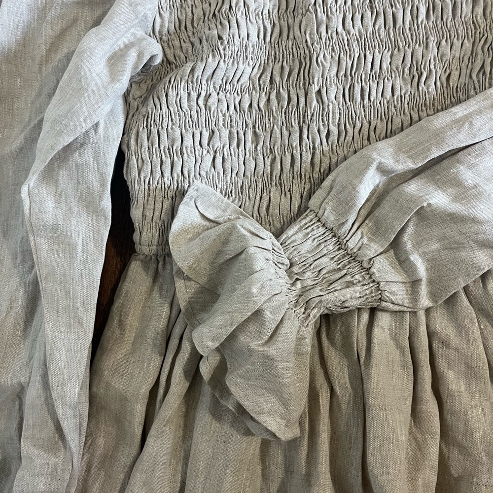 Dissh Kennedy Natural Shirred Linen Dress NWT - Picture 7 of 7